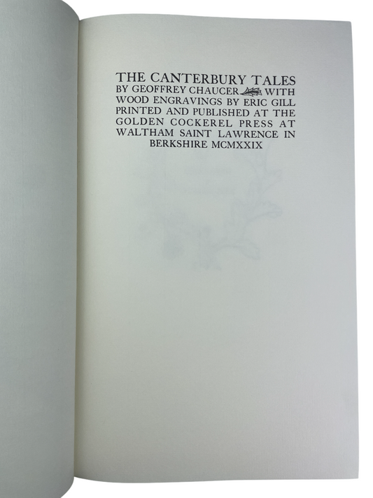 Geoffrey Chaucer The Canterbury Tales Folio Society limited edition 2010 no 687 of 1980 fine press facsimile Golden Cockerel Press Eric Gill engravings illustrated book typography art design collector rare Folio Society London Chaucer edition literature classic medieval poetry fine binding limited print Folio Society Canterbury Tales Golden Cockerel reproduction Eric Gill illustrations rare collectible book fine press printing British literature history deluxe edition collectors copy