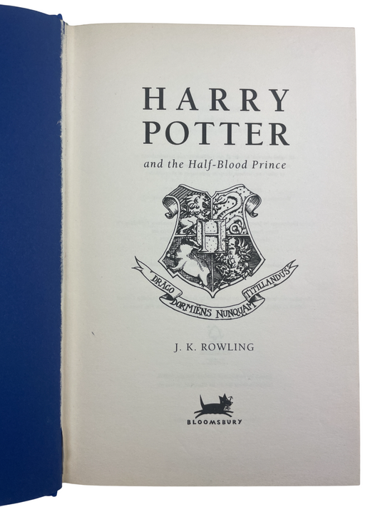 Deluxe First Edition of Harry Potter and the Half-Blood Prince (2005), published by Bloomsbury, London. Bound in decorative cloth and printed in limited numbers, this rare collector’s edition represents the penultimate volume in J.K. Rowling’s legendary fantasy series. Larger in format and more luxurious than the trade issue, the 2005 deluxe Half-Blood Prince has become one of the most sought-after modern Harry Potter first editions for collectors worldwide.