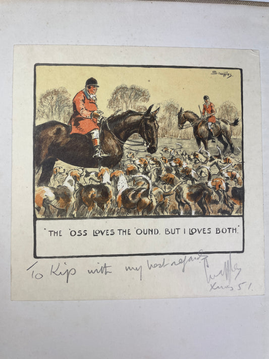 Four-Legged Friends and Acquaintances 1951 Snaffles signed first edition sporting art book rare collectible hunting polo fox hunters racers chasers scruffy terriers loyal hounds British sporting artist Charles Johnson Payne animal illustrations colour plates black and white plates humour wit charm equestrian collectors fox hunting dogs military life sporting world rare first edition signed Snaffles collectible book sporting history British art horse and dog illustrations fox hunting memorabilia