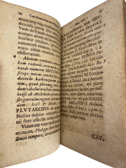 First edition 1663 De Capillamentis Conrad Tiburtius Rango wigs hairpieces capillamenta seventeenth century rare book hair fashion historical treatise daily use theatrical hairstyles materials construction social norms cultural significance natural historian Lutheran theologian Magdeburg rare antique book collectible early modern hair study