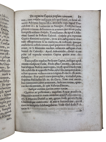 First edition 1655 Tractatus De Pileo Theophile Raynaud Petrus de Maridat Jesuit theology treatise hats headgear mitres cardinal hats Jewish rabbi caps royal French crowns female headdresses sacred secular ceremonial headwear ritual material culture 17th century historical study religious social symbolism antiquarian rare book collectible