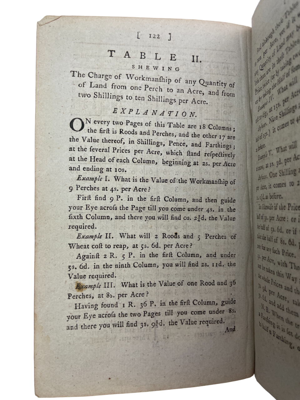 Images showcase a rare 1790 first edition of The Farmer’s Harvest Companion by Thomas Jarvis, an 18th-century agricultural manual and county gentleman’s guide, featuring classic Georgian binding with gilt spine and elaborately blocked boards. This edition contains comprehensive pre-calculated tables for land measurement, area and content of any plot, crop yields, seed quantities per acre, labour and harvest costs, and the value of work by the hundred or acre, designed for farmers, stewards, land measurers, 