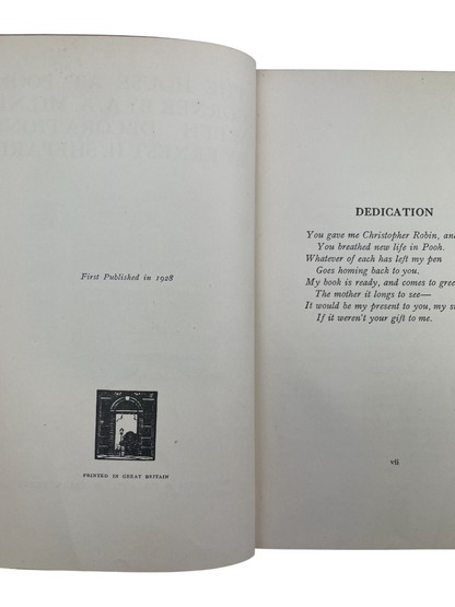 First edition, deluxe issue of The House at Pooh Corner by A.A. Milne, 1928, in rare blue binding with only 1,200 copies. Introducing Tigger and the game of Poohsticks, this collectible children’s classic features charming illustrations, deluxe blue cloth, gilt edges, and a finely preserved interior, making it a highly sought-after first edition for collectors, rare book enthusiasts, and fans of Milne’s beloved Winnie-the-Pooh series worldwide.