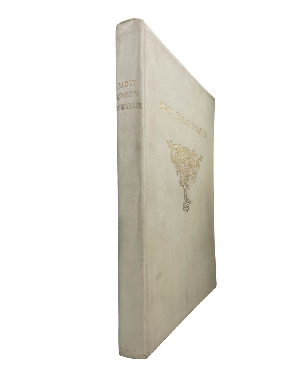 Super SEO Meta Description (keyword-packed, ungrammatical, dense): Early English Romances 1904 rare antique folklore book William John Thoms Otto Schulze Edinburgh Harold Nelson illustrations gold embossed cover gilt binding illustrated volume includes Robert the Deuyll, Robin Hood, Fryer Bacon early English folklore romance legends medieval literature Arthurian tales rare illustrated edition British folklore history antiquarian book collector rare 1904 printing decorative binding illuminated pages golden c