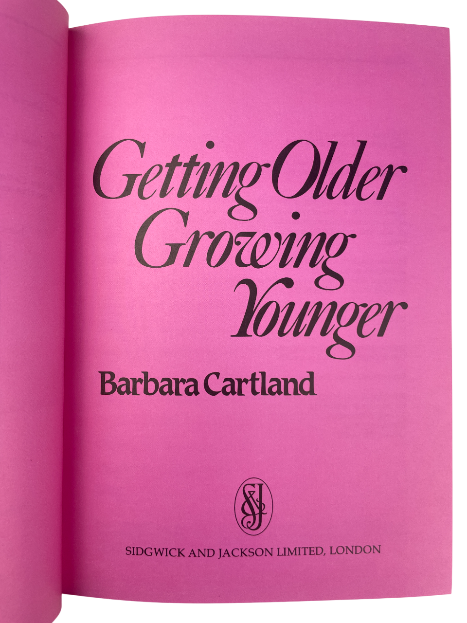 Getting Older, Growing Younger 1984 Barbara Cartland signed first edition hardcover Sidgwick and Jackson London personal letter included Dame Commander Order of the British Empire DBE autobiography vitality beauty self-discipline graceful aging longevity health romance author prolific 20th century British literature rare collectible signed book Cartland autograph Camfield Place Beatrix Potter stationery personal anecdotes youthful energy rejuvenation charm optimism self-assurance literature collectible Brit