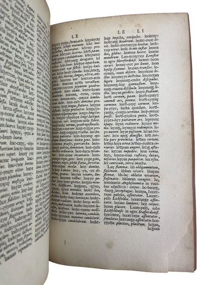First edition 1701 Thomas Benson Vocabularium Anglo-Saxonicum Oxford Sheldonian Theater Old English dictionary Anglo-Saxon lexicon Edward Thwaites Somner 1659 Dictionarium Saxonico-Latino-Anglicum early modern philology abridged Latin glosses rare first edition Old English studies Anglo-Saxon scholarship historical linguistics medieval English language lexicography collectible academic reference rare antique book 18th-century language study Anglo-Saxon dictionary Oxford University