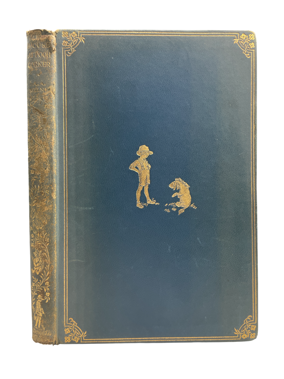 First edition, deluxe issue of The House at Pooh Corner by A.A. Milne, 1928, in rare blue binding with only 1,200 copies. Introducing Tigger and the game of Poohsticks, this collectible children’s classic features charming illustrations, deluxe blue cloth, gilt edges, and a finely preserved interior, making it a highly sought-after first edition for collectors, rare book enthusiasts, and fans of Milne’s beloved Winnie-the-Pooh series worldwide.