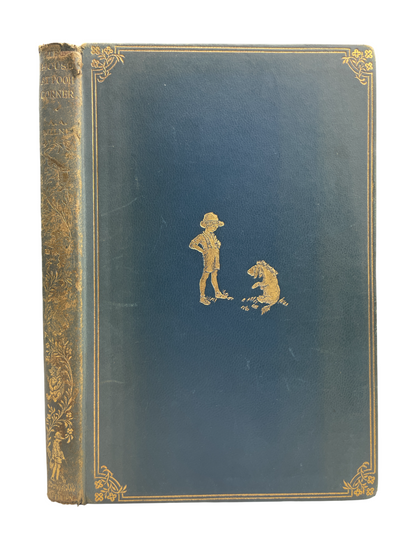 First edition, deluxe issue of The House at Pooh Corner by A.A. Milne, 1928, in rare blue binding with only 1,200 copies. Introducing Tigger and the game of Poohsticks, this collectible children’s classic features charming illustrations, deluxe blue cloth, gilt edges, and a finely preserved interior, making it a highly sought-after first edition for collectors, rare book enthusiasts, and fans of Milne’s beloved Winnie-the-Pooh series worldwide.