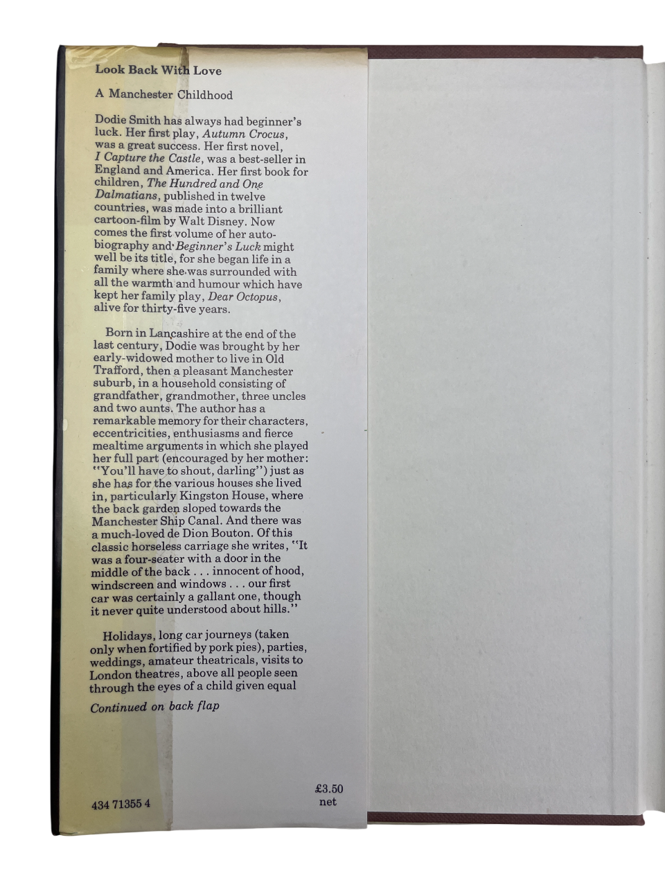 Dodie Smith Look Back With Love 1974 Look Back With Mixed Feelings 1978 Look Back With Astonishment 1979 Look Back With Gratitude 1985 complete set first editions signed autobiography memoirs British author I Capture the Castle Hundred and One Dalmatians literary self-portrait 20th century London New York Hollywood theatre writing playwright novelist rare collectible books vintage Dodie Smith memoirs four-volume set rare first edition British literature author biography Dodie Smith literary history classic 