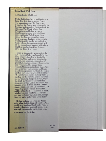 Dodie Smith Look Back With Love 1974 Look Back With Mixed Feelings 1978 Look Back With Astonishment 1979 Look Back With Gratitude 1985 complete set first editions signed autobiography memoirs British author I Capture the Castle Hundred and One Dalmatians literary self-portrait 20th century London New York Hollywood theatre writing playwright novelist rare collectible books vintage Dodie Smith memoirs four-volume set rare first edition British literature author biography Dodie Smith literary history classic 