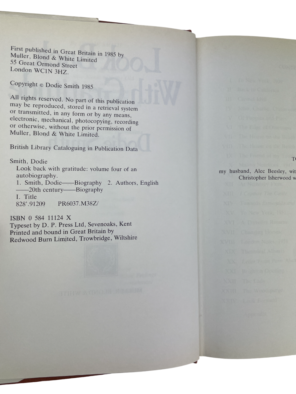 Dodie Smith Look Back With Love 1974 Look Back With Mixed Feelings 1978 Look Back With Astonishment 1979 Look Back With Gratitude 1985 complete set first editions signed autobiography memoirs British author I Capture the Castle Hundred and One Dalmatians literary self-portrait 20th century London New York Hollywood theatre writing playwright novelist rare collectible books vintage Dodie Smith memoirs four-volume set rare first edition British literature author biography Dodie Smith literary history classic 