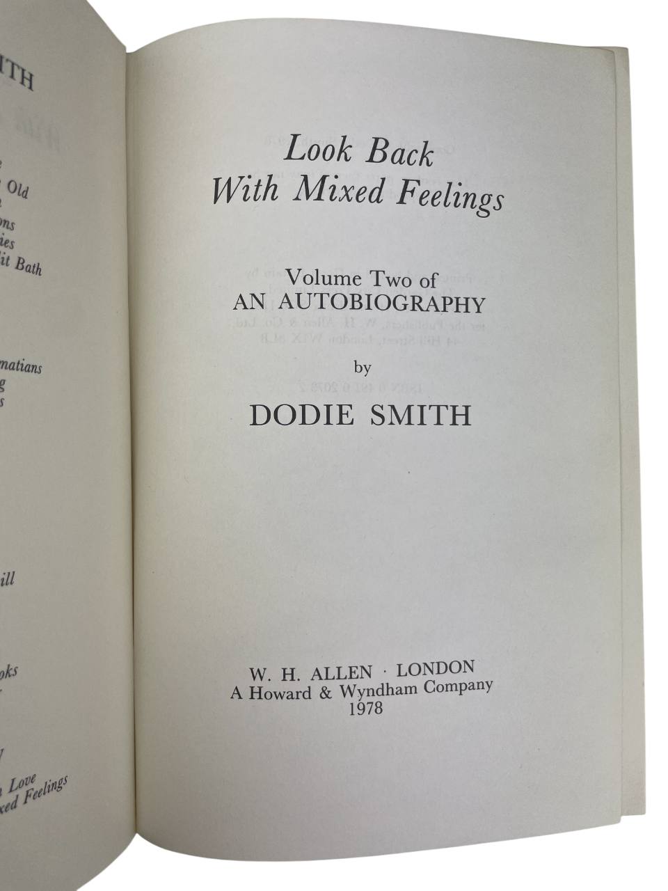 Dodie Smith Look Back With Love 1974 Look Back With Mixed Feelings 1978 Look Back With Astonishment 1979 Look Back With Gratitude 1985 complete set first editions signed autobiography memoirs British author I Capture the Castle Hundred and One Dalmatians literary self-portrait 20th century London New York Hollywood theatre writing playwright novelist rare collectible books vintage Dodie Smith memoirs four-volume set rare first edition British literature author biography Dodie Smith literary history classic 