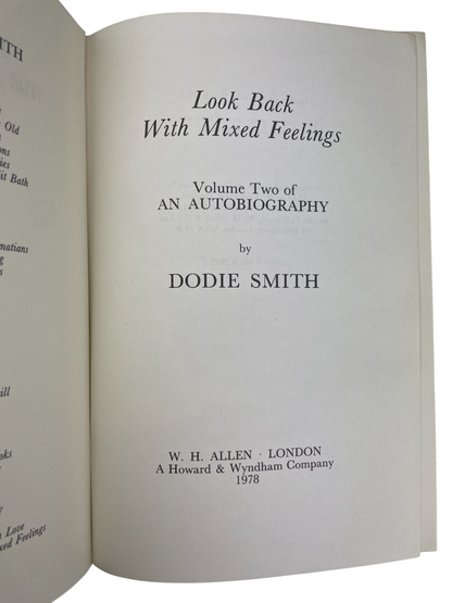 Dodie Smith Look Back With Love 1974 Look Back With Mixed Feelings 1978 Look Back With Astonishment 1979 Look Back With Gratitude 1985 complete set first editions signed autobiography memoirs British author I Capture the Castle Hundred and One Dalmatians literary self-portrait 20th century London New York Hollywood theatre writing playwright novelist rare collectible books vintage Dodie Smith memoirs four-volume set rare first edition British literature author biography Dodie Smith literary history classic 