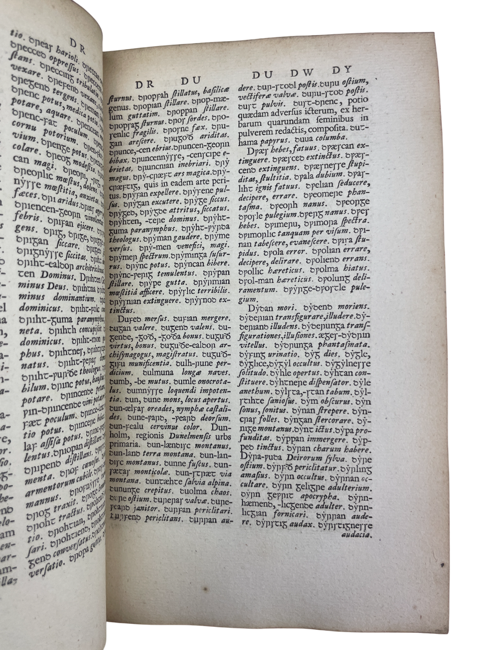 First edition 1701 Thomas Benson Vocabularium Anglo-Saxonicum Oxford Sheldonian Theater Old English dictionary Anglo-Saxon lexicon Edward Thwaites Somner 1659 Dictionarium Saxonico-Latino-Anglicum early modern philology abridged Latin glosses rare first edition Old English studies Anglo-Saxon scholarship historical linguistics medieval English language lexicography collectible academic reference rare antique book 18th-century language study Anglo-Saxon dictionary Oxford University
