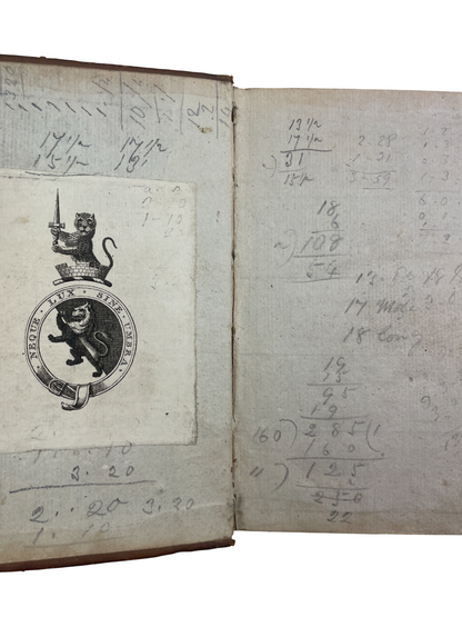 Images showcase a rare 1790 first edition of The Farmer’s Harvest Companion by Thomas Jarvis, an 18th-century agricultural manual and county gentleman’s guide, featuring classic Georgian binding with gilt spine and elaborately blocked boards. This edition contains comprehensive pre-calculated tables for land measurement, area and content of any plot, crop yields, seed quantities per acre, labour and harvest costs, and the value of work by the hundred or acre, designed for farmers, stewards, land measurers, 