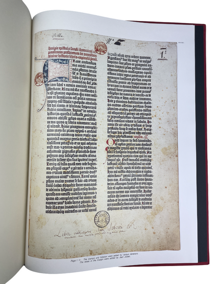 Gutenberg Bible Commentary 1985 Jean-Marie Dodu two volumes first edition Editions Les Incunables rare scholarly study historical background transcription translation first major printed book movable type antique rare book printing history typography scholarly tribute large heavy collectible Gutenberg Bible analysis early printing history European incunabula rare books collectors Jean-Marie Dodu historical study two-volume rare book print culture bibliophiles early European printing rare scholarly edition a