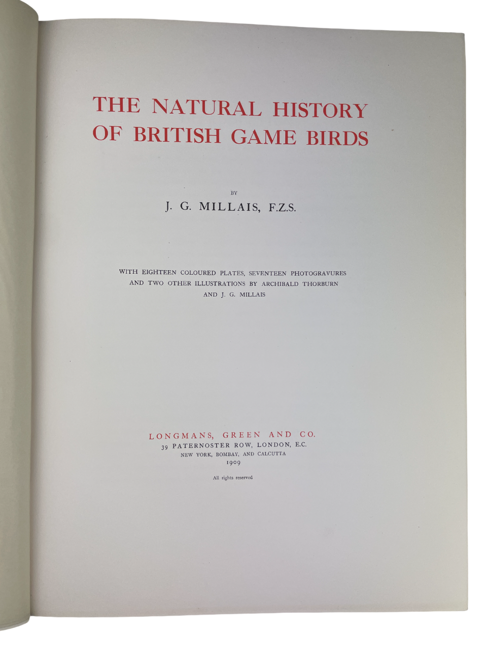 J.G. Millais - The Natural History of British Game Birds - 1909 (Limited, #239/550)