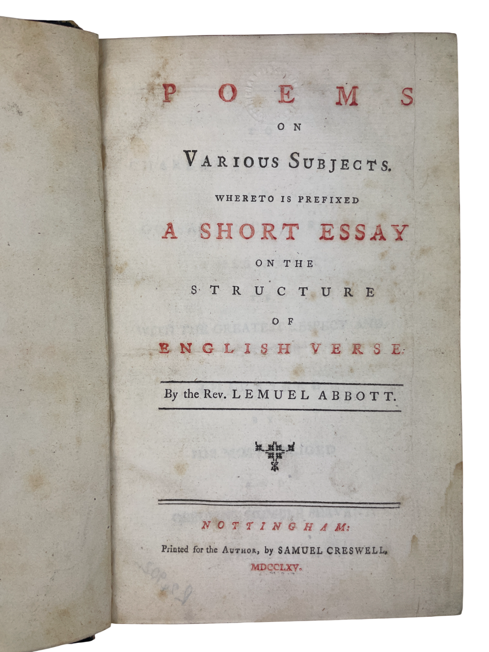 Lemuel Abbott - Poems on Various Subjects - 1765