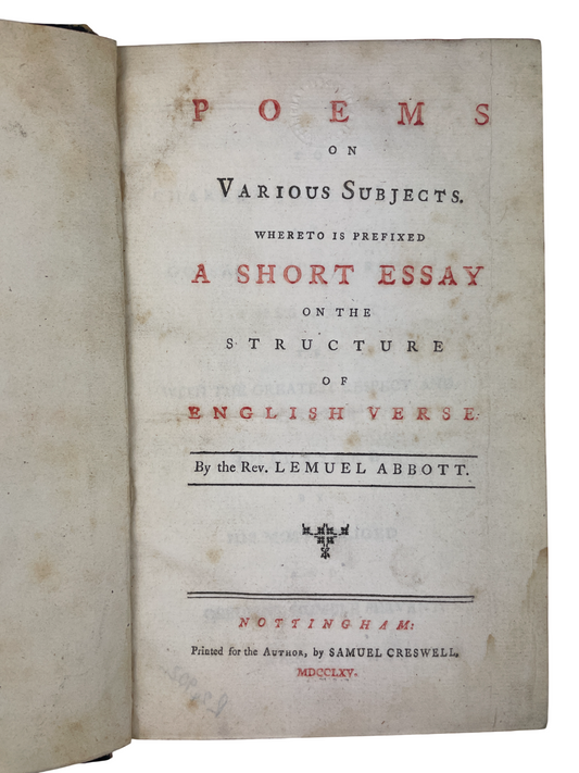 Lemuel Abbott - Poems on Various Subjects - 1765
