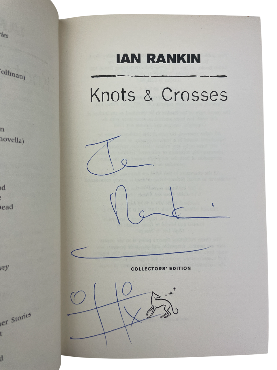 Knots & Crosses 2007 Ian Rankin signed first edition Orion Books London debut novel Inspector Rebus Scottish crime fiction thriller mystery Edinburgh detective collectible rare signed first edition psychological tension dark undercurrents city Ian Rankin debut signed novel Rebus series collectible Highland Park Whisky magazine competition Edinburgh crime literature rare contemporary Scottish author signed first edition Knots & Crosses collectible Ian Rankin rare 2007 first edition