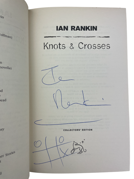 Knots & Crosses 2007 Ian Rankin signed first edition Orion Books London debut novel Inspector Rebus Scottish crime fiction thriller mystery Edinburgh detective collectible rare signed first edition psychological tension dark undercurrents city Ian Rankin debut signed novel Rebus series collectible Highland Park Whisky magazine competition Edinburgh crime literature rare contemporary Scottish author signed first edition Knots & Crosses collectible Ian Rankin rare 2007 first edition