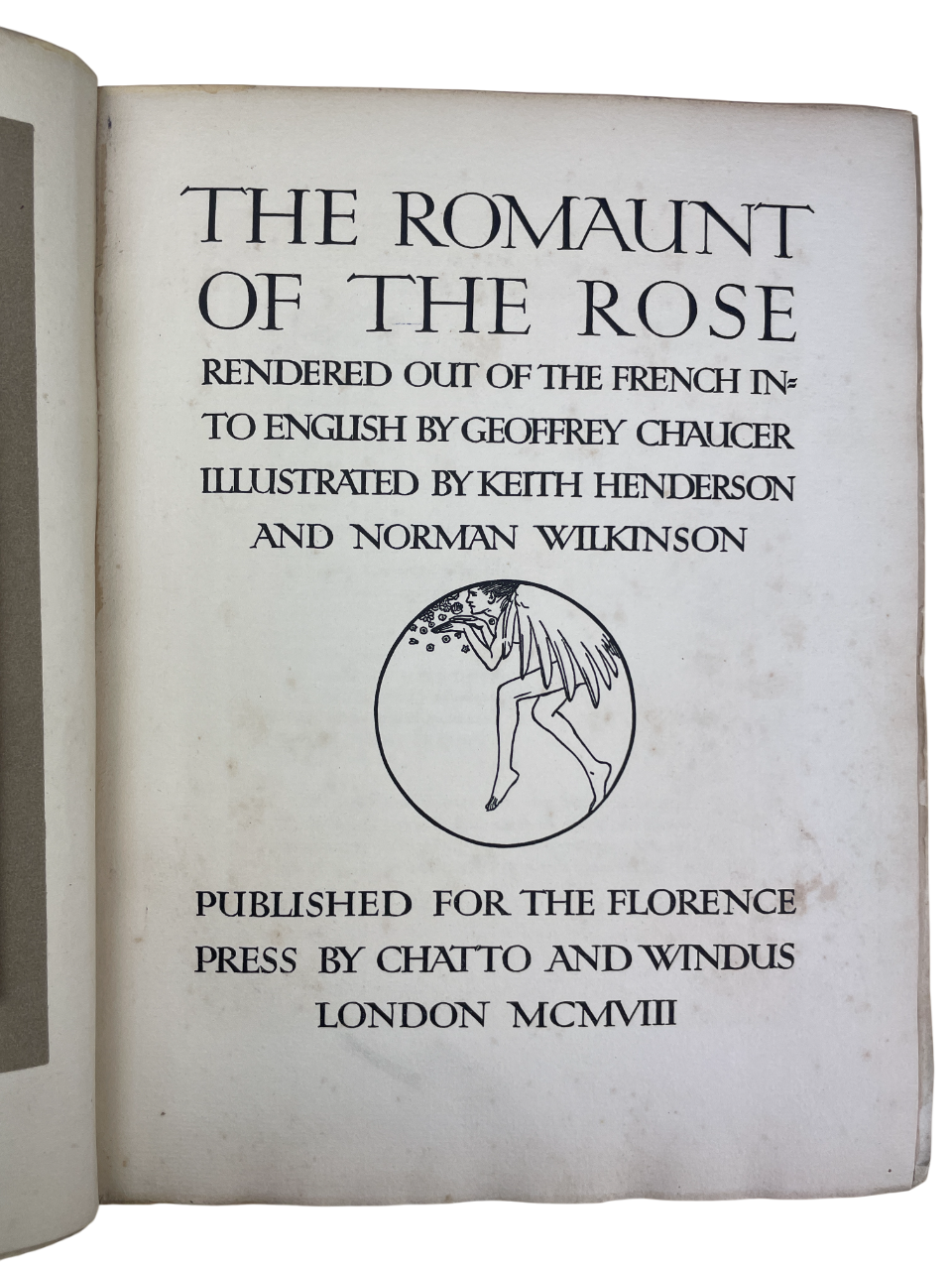 Limited edition 1908 The Romaunt of the Rose Geoffrey Chaucer Middle English translation Le Roman de la Rose rare medieval literature book illustrated Keith Henderson Norman Wilkinson allegorical dream-vision courtly love medieval poetry collectible Chatto & Windus London early 20th century plates decorative art rare book UK Chaucerian translation medieval allegory classic literature collectible edition