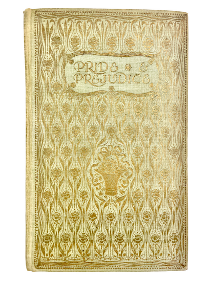 Pride and Prejudice 1907 first edition thus J.M. Dent Charles Brock illustrated rare antique book Jane Austen color illustrations gilt binding pictorial endpapers early 20th century edition collectible classic literature rare books illustrated Austen edition gilt spine decorative cover fine binding art illustration early color printing Regency novel British literature collectible gift for collectors rare Austen volume early edition English classic Brock art plates.