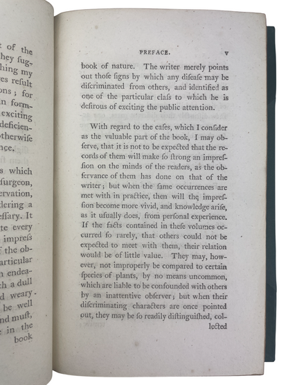 John Abernethy 1809 Surgical Observations rare antique medical book early surgery text arterial ligation aneurism treatment constitutional disease theory St Bartholomew’s Hospital surgeon John Hunter student historic surgical treatise Longman London 19th century medical history collectible original edition influential surgical work rare book dealer UK