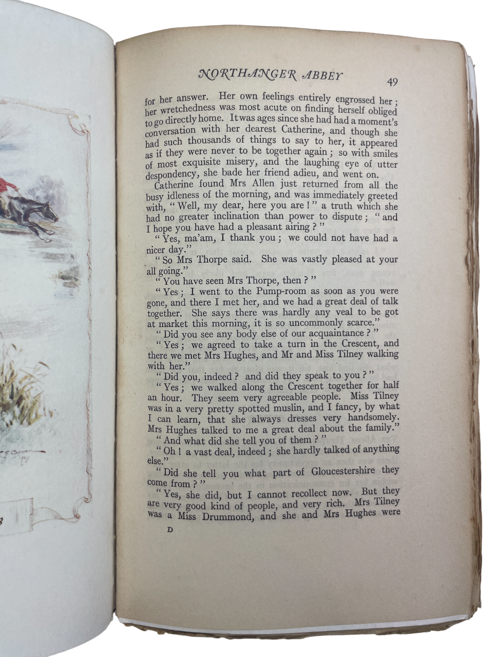 Northanger Abbey 1907 J.M. Dent Jane Austen illustrated edition Charles Brock rare antique book gilt binding pictorial endpapers early color illustrations Gothic satire coming-of-age novel first edition thus collectible British literature Regency novel decorative cover fine binding early 20th century printing art edition color plates rare Austen volume early illustrated edition collectible antique English classic gilt spine ornate book design