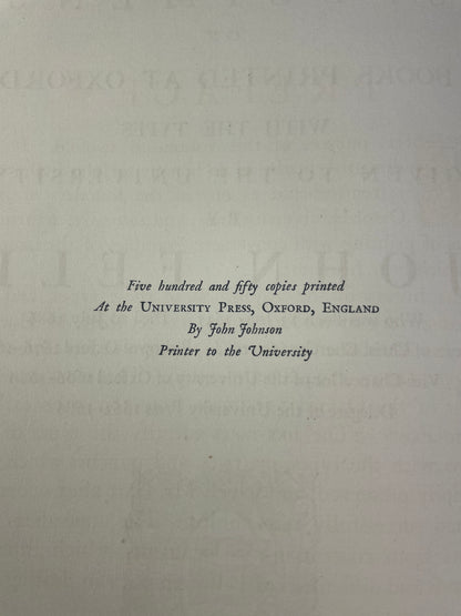 Limited edition 1925 Clarendon Press Specimens of Books Printed at Oxford with the Types Given to the University by John Fell, Bishop of Oxford, Dean of Christ Church, Vice-Chancellor, showcasing 17th-century typography, Oxford University Press history, rare typographical specimens, classical editions, theological publications, archival scholarly work, early modern printing, ecclesiastical and academic legacy, collectible rare book, precision in printing, John Fell typographical influence.