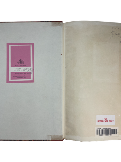  A Note by William Morris on his Aims in Founding the Kelmscott Press 1934 rare presentation copy Central School of Arts and Crafts London S.C. Cockerell description of the Kelmscott Press William Morris design typography fine press book Arts and Crafts movement handmade paper letterpress binding craftsmanship Royal College of Art bookplate provenance 1930s fine printing British design history limited edition presentation to F. W. Burrows Arts and Crafts publishing Kelmscott aestheticism William Morris phil