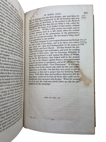 Four-volume 1818 London edition of Gilbert Burnet’s History of His Own Time, chronicling England and Scotland from the Restoration of Charles II to Queen Anne and the Treaty of Utrecht. A landmark contemporary account by a statesman-bishop directly involved in events, it blends political, ecclesiastical, and social history. A cornerstone narrative source for scholars and collectors of 17th- and 18th-century British history and early political writing.