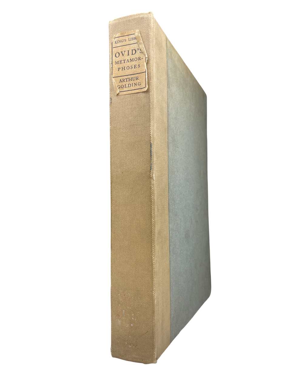 Rare 1904 limited edition book Shakespeare’s Ovid: Being Arthur Golding’s Translation of the Metamorphoses, published by De la More Press, London. Number 229 of 350 copies. Fine press edition of Ovid’s Metamorphoses, the classic Latin narrative poem that inspired Shakespeare and Renaissance literature. Features Arthur Golding’s 1567 English translation with engraved frontispiece. Early 20th-century collectible book in original quarter cloth binding, with Royal College of Art label and bookplate. Rare antiq