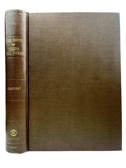  Rare antique ornithology book The Birds of Tierra del Fuego by Richard Crawshay, 1907 first edition limited to 300 copies, published by Bernard Quaritch London. Early 20th century natural history collectible with 21 hand-coloured lithographed bird plates, 23 photogravure landscape views, wood-engraved dedication, and colour map. Bound for the Zoological Society of London. Classic rare book of South American birds, Tierra del Fuego expedition 1904, featuring detailed species descriptions, plumage, habitat n