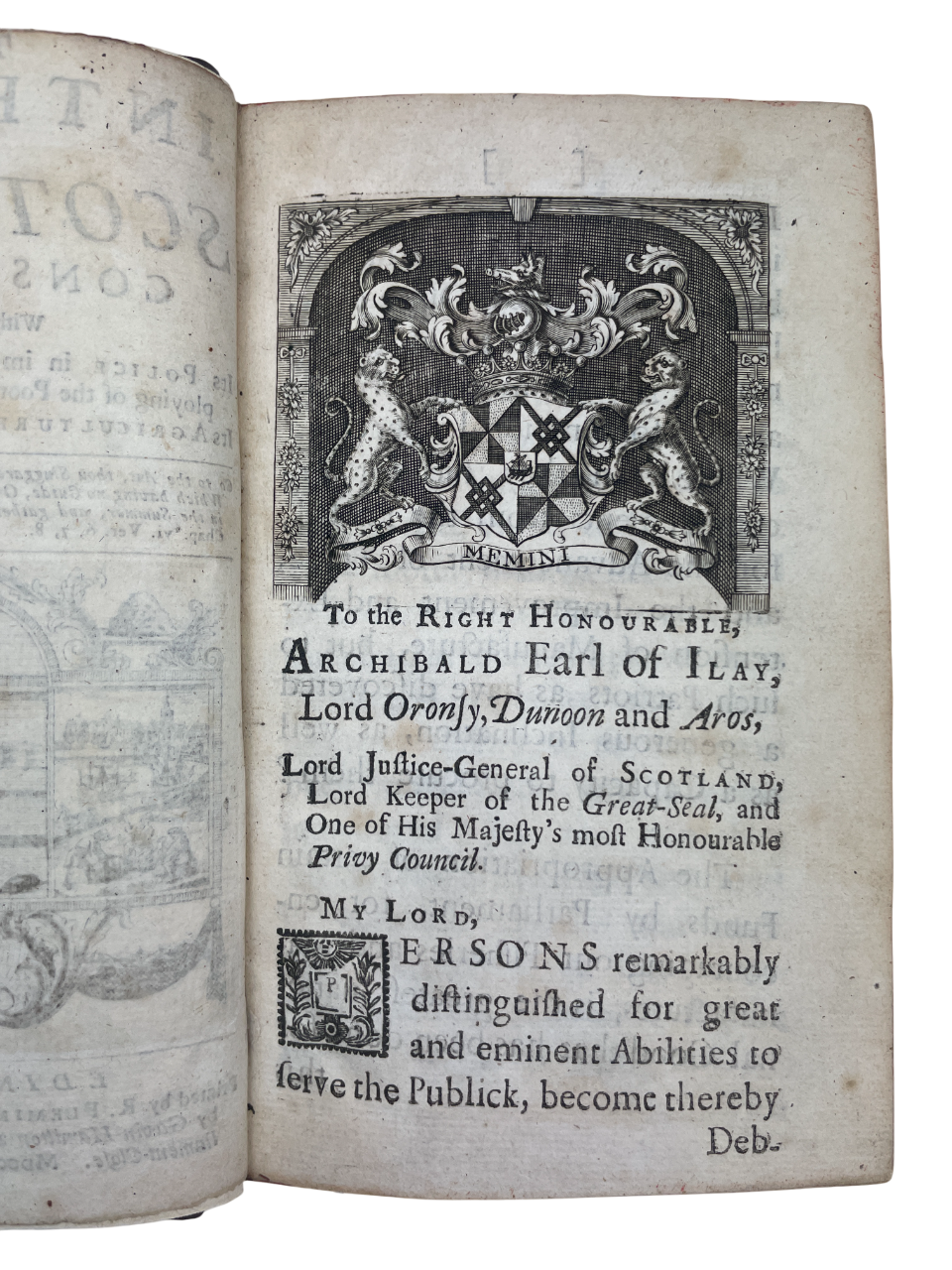 The Interest of Scotland Considered, with regard to its Police in imploying of the Poor, its Agriculture, its Trade, its Manufactures, and Fisheries. First edition book of this economic analysis of Scotland in the quarter-century following the Union with England. Patrick Lindsay (1686–1753) began as an upholsterer but entered Edinburgh politics by the 1730s, serving as Lord Provost (1729–31, 1733–35) and as MP for the city (1734–41).