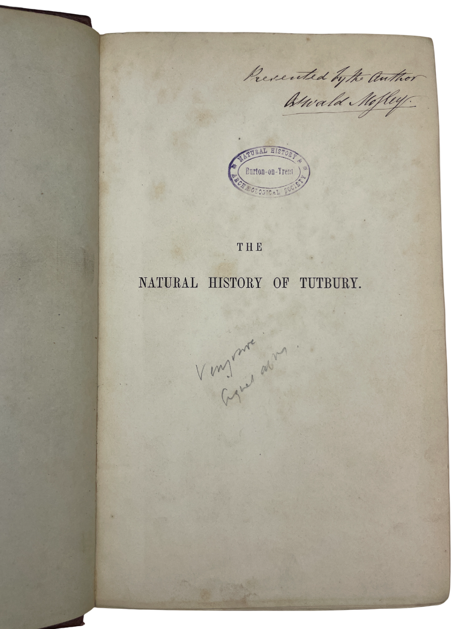 The Natural History of Tutbury, together with the Fauna and Flora of the District Surrounding Tutbury and Burton-on-Trent by Edwin Brown book First edition, signed, presentation inscription from the author on the half-title. This beautifully illustrated guide explores the natural history of Tutbury, England, detailing its local flora, fauna, and geological features. Complete with all illustrations. 