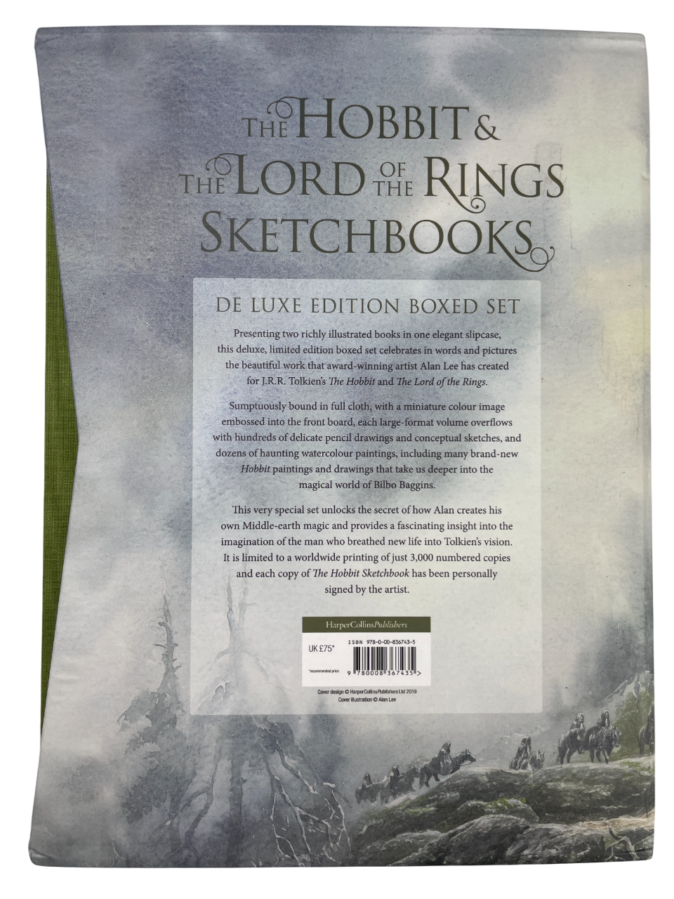 Tolkien Alan Lee signed limited edition deluxe box set 2019 HarperCollins The Hobbit Sketchbook The Lord of the Rings Sketchbook collector rare numbered 3000 copies Middle Earth art illustration concept drawings fantasy books Tolkien collection signed Alan Lee artwork rare Tolkien edition Hobbit LOTR gift boxed set fine press fantasy literature collectible signed Tolkien illustrator Alan Lee art books deluxe Harper Collins Tolkien Middle Earth rare illustrated edition fantasy art collectors.
