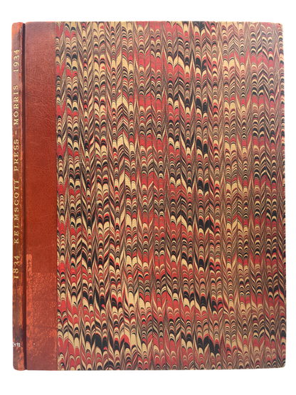 A Note by William Morris on his Aims in Founding the Kelmscott Press 1934 rare presentation copy Central School of Arts and Crafts London S.C. Cockerell description of the Kelmscott Press William Morris design typography fine press book Arts and Crafts movement handmade paper letterpress binding craftsmanship Royal College of Art bookplate provenance 1930s fine printing British design history limited edition presentation to F. W. Burrows Arts and Crafts publishing Kelmscott aestheticism William Morris phil